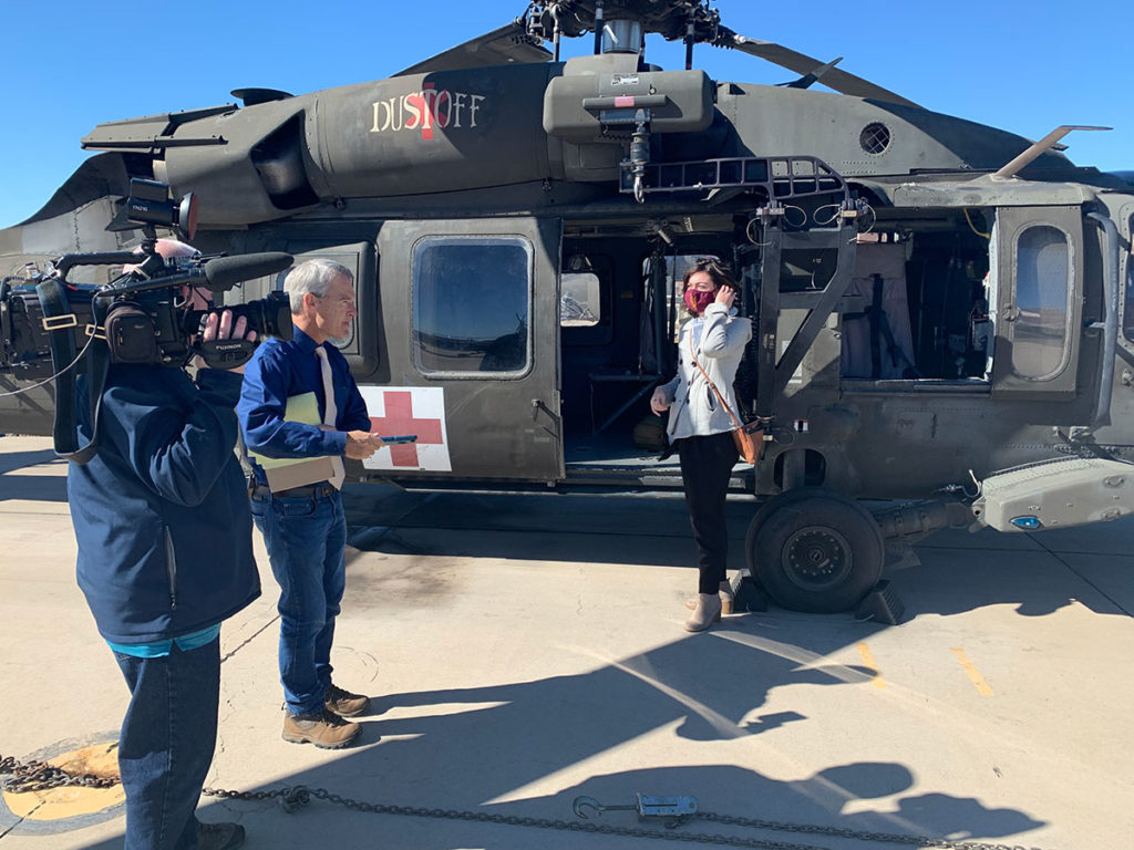 Michayla Lopez on a helicopter.